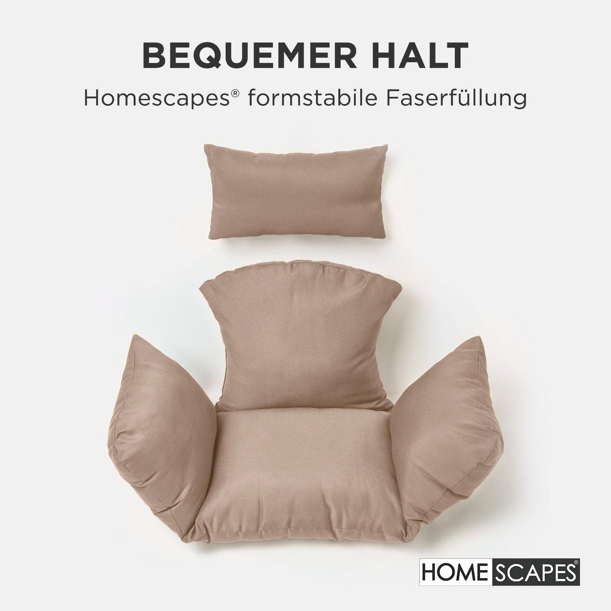 HÄNGESESSEL-KISSEN wetterfest mit Kopfstütze - Beige, Textil (110/15/112cm) - Homescapes