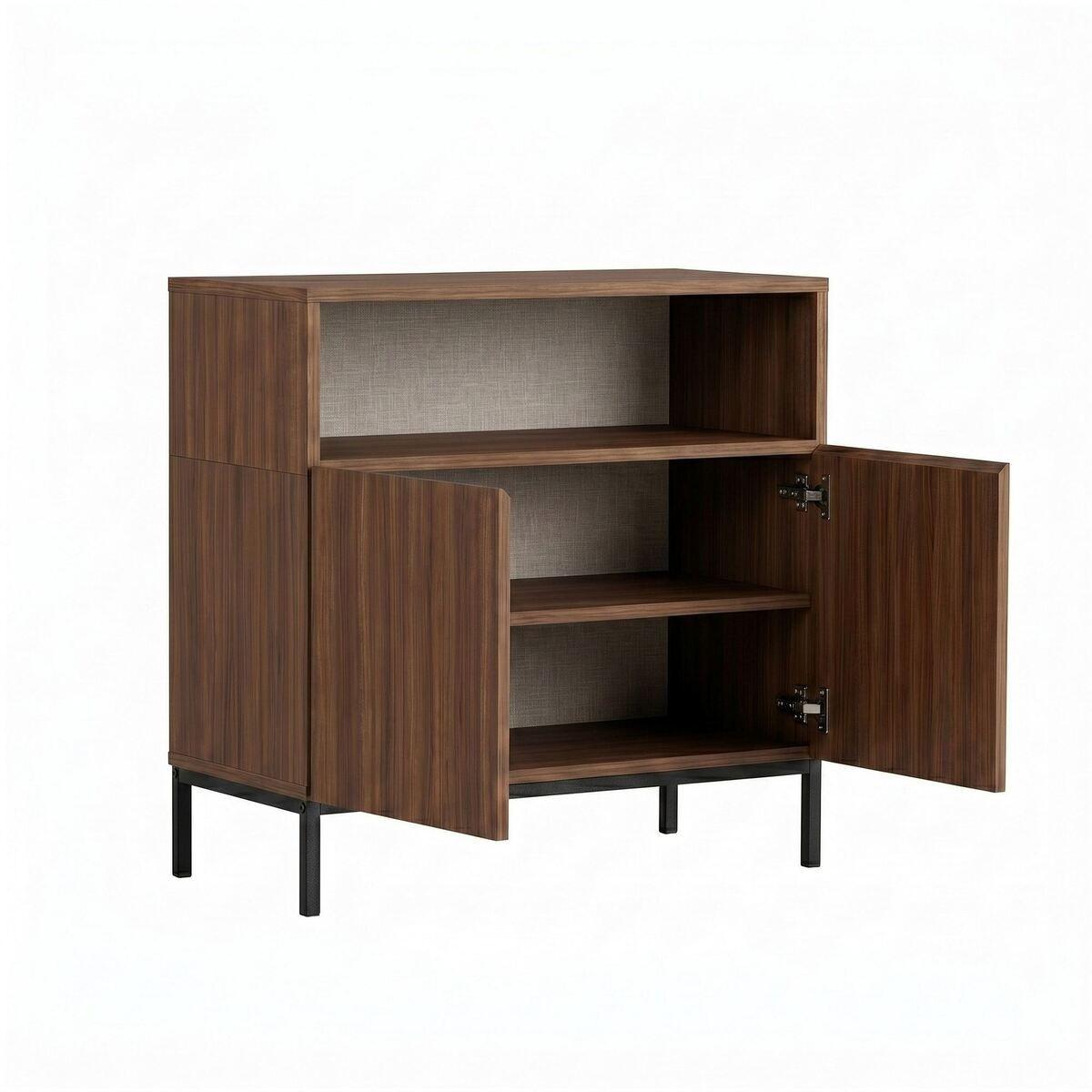 SIDEBOARD 2 Türen Fach Kaschmir- und Holzdekor 40/80/80 cm - Naturfarben, Holzwerkstoff (40/80/44cm) - Calicosy