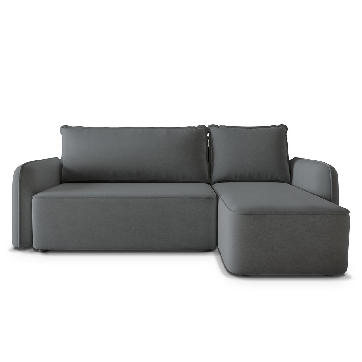 ECKSOFA DOLVER CL Grau Samtstoff mit Schlaffunktion - Grau, Holzwerkstoff/Textil (238/156cm) - MASSENO