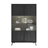 VITRINE 2 Türen H174 cm - City - Schwarz, Holzwerkstoff (40/174/7cm) - Calicosy