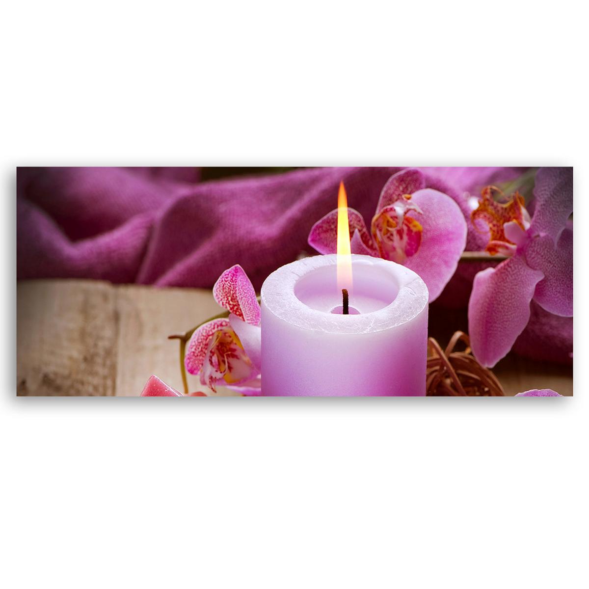 WANDBILD zen spa kerze - Lila, Textil (90/30cm) - Feeby
