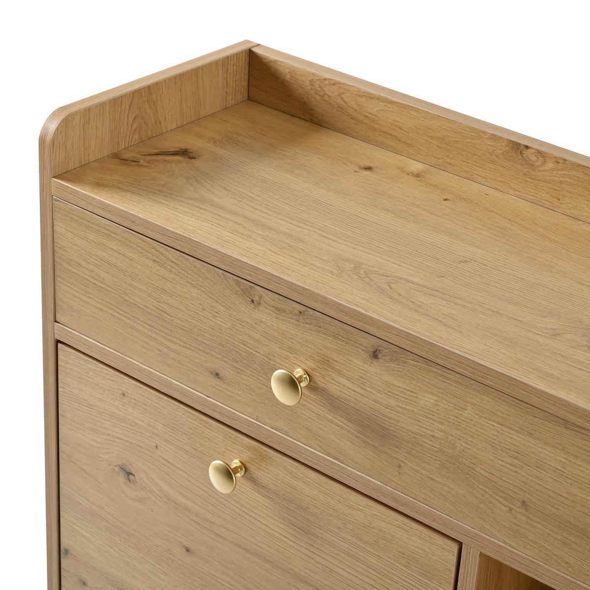 SCHUHSCHRANK holz-optik 110 cm mit 4 klapptüren & 2 schubladen - Naturfarben, Holzwerkstoff (110/100/26cm) - Urban Meuble