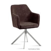 ARMLEHNSTUHL (4er-Set) Dorrie 57x87x60 Edelstahl/Braun - Edelstahlfarben/Braun, Kunststoff (60/87/57cm) - 58aufmkessel
