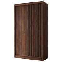 SCHWEBETÜRENSCHRANK Helios II mit Schubladen und Lamellen 120/216/61 Walnuss+Schwarz - Walnussfarben, Holzwerkstoff (120/216/61cm) - Beautysofa