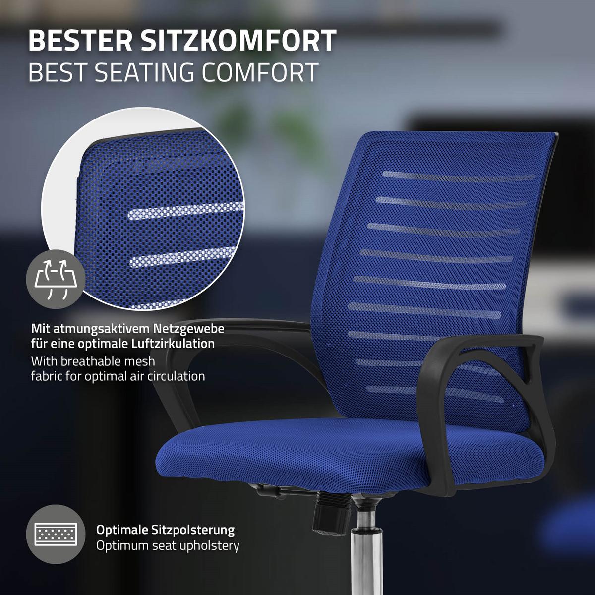 BÜROSTUHL Blau - Blau, Metall (54/99/59cm) - ML-DESIGN