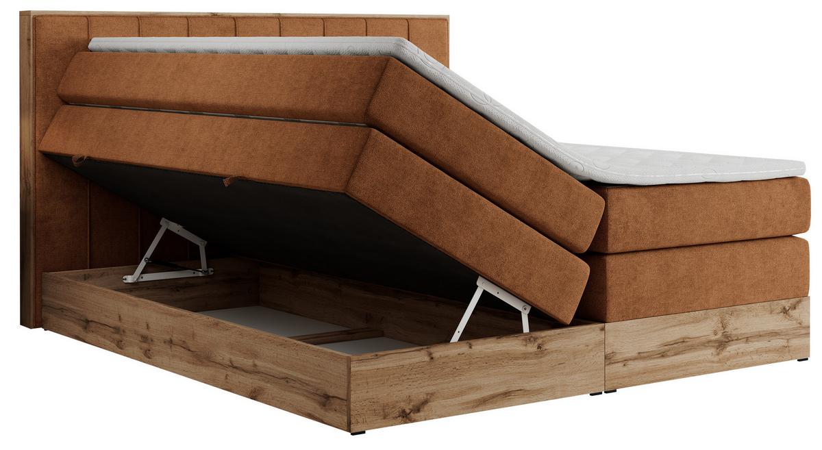 BOXSPRINGBETT BELLISSIMO KING 140/200 Orange Struktur - H4 - Orange, Holz/Textil (140/200cm) - MKS