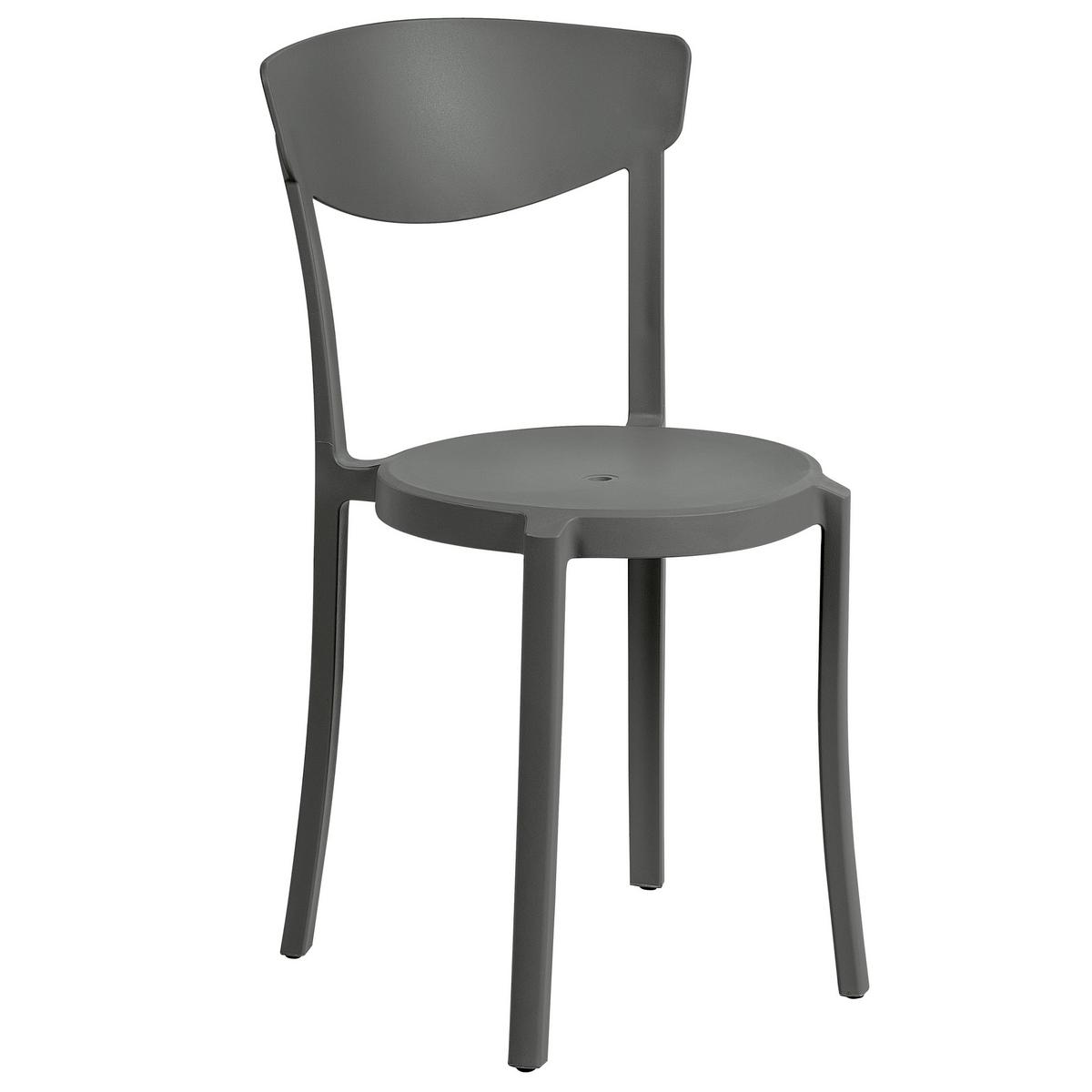 GARTENSTÜHLE 8er-Set Kunststoff dunkelgrau Vieste - Grau, Kunststoff (42/80/40cm) - Beliani