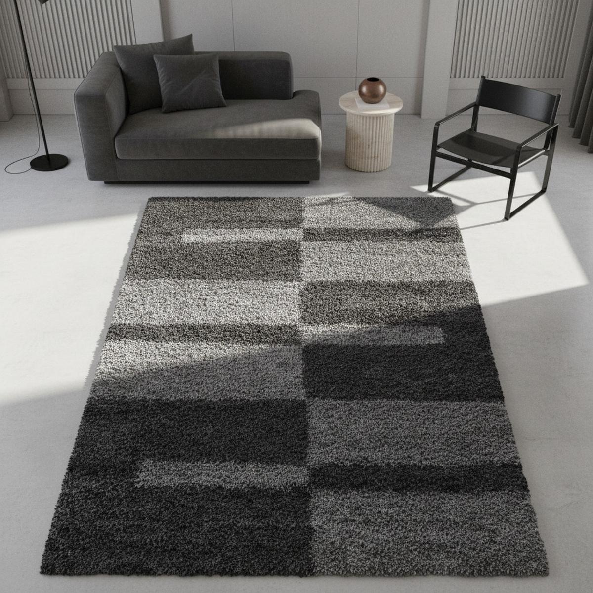 HOCHFLORTEPPICH WERFEN, kariert, Grau, 60 x 110 cm - Grau, Textil (110/60cm) - KADIMA DESIGN