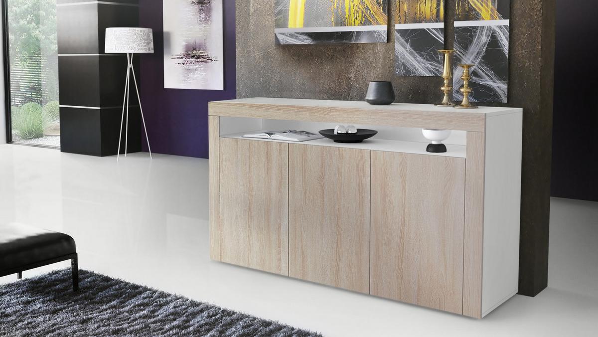 SIDEBOARD Valencia Eiche sägerau / Eiche sägerau - Eiche San Remo, Holzwerkstoff (155/92/40cm) - Vladon