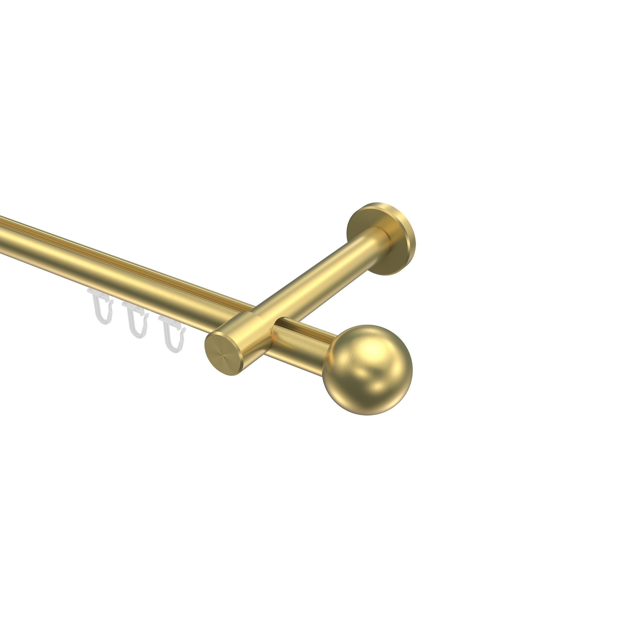 GARDINENSTANGE INNENLAUF Prestige Luino 300 cm (geteilt in 3 x 100 cm), 1-läufig, 20 mm Ø Messing-Optik - Messingfarben, Metall (300cm) - INTERDECO