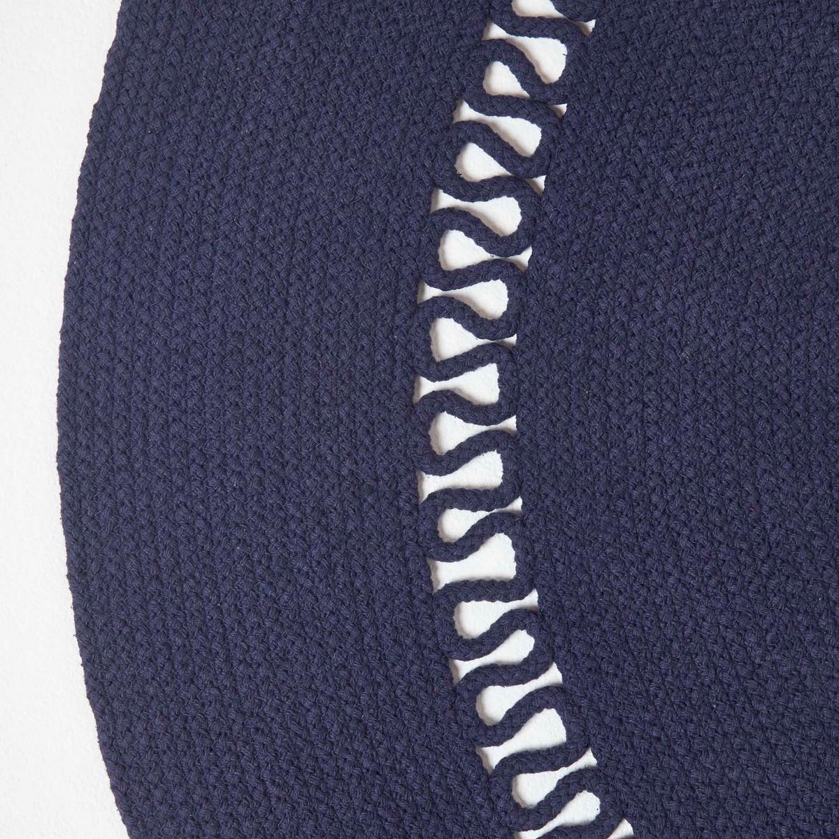 TEPPICH geflochten rund mit Häkel-Muster 120 cm - Dunkelblau, Textil (120/120cm) - Homescapes