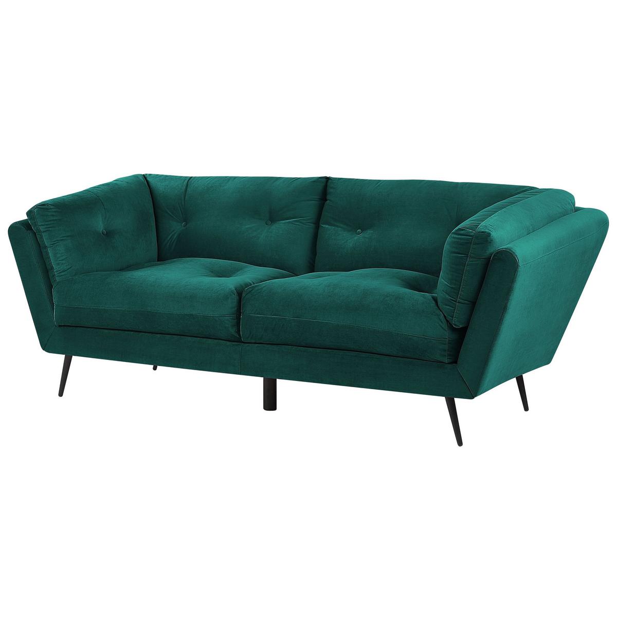 3-SITZER-SOFA Samtstoff Smaragdgrün Lenvik - Hellgrün, Textil (210/75/90cm) - Beliani