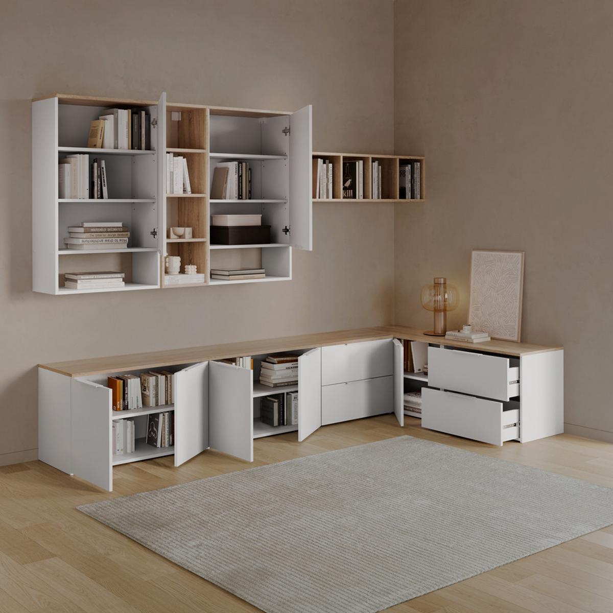 ECKKOMMODE Piave Weiß/Sonoma mit Tür - Weiß/Sonoma Eiche, Holzwerkstoff (80/50/40cm) - Livinity®