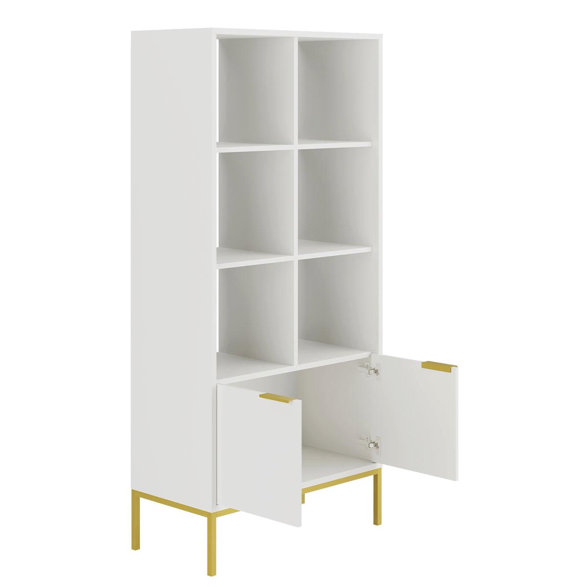BÜCHERREGAL Seattle Weiß - Goldfarben/Weiß, Holzwerkstoff (80/171.3/40cm) - Petits-meubles