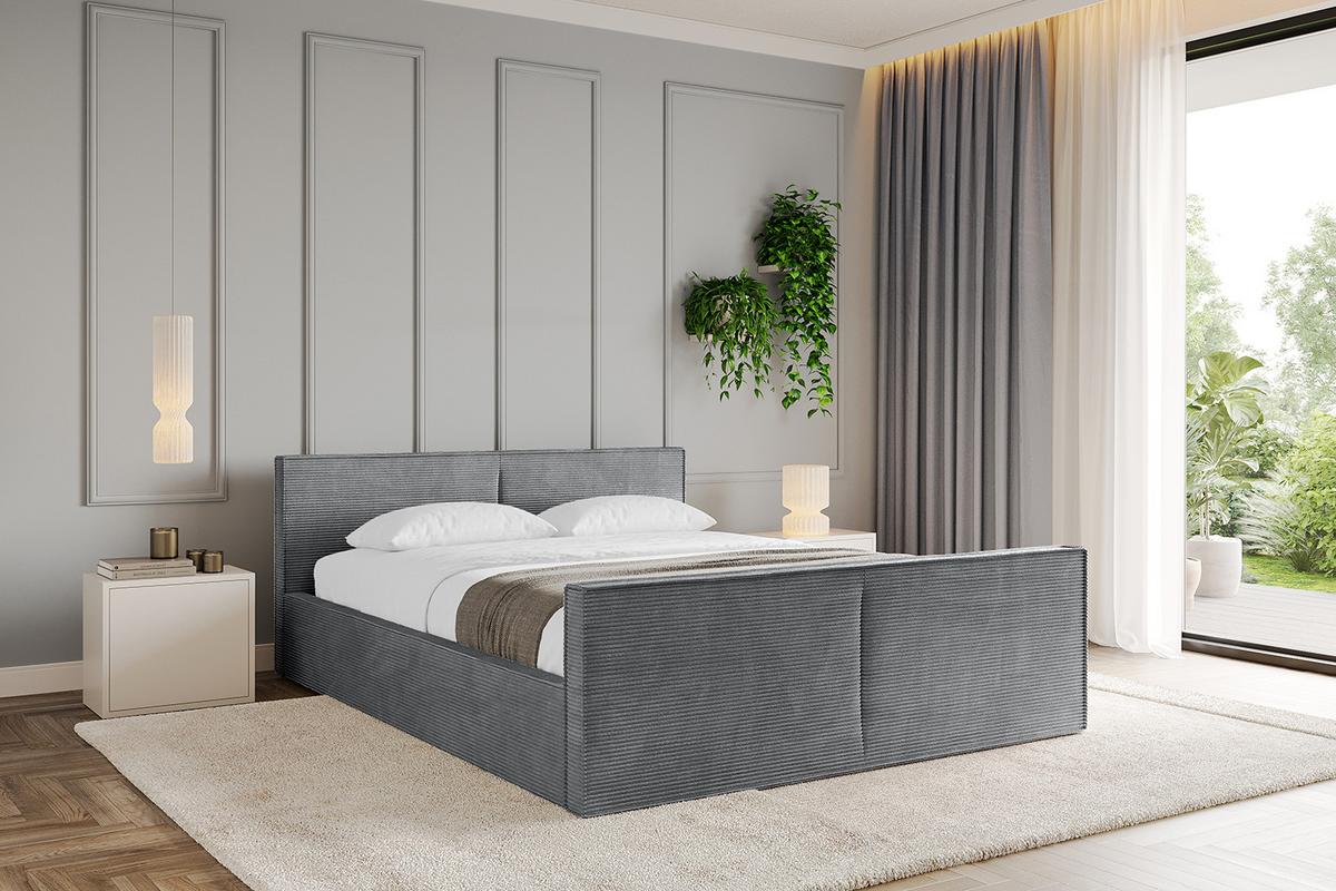 POLSTERBETT mit Bettkasten, Fußteil und Lattenrost, Boxbett mit Matratze H3/H4 - EMMI-Z-V1 180x200 Dunkelgrau - Anthrazit, Holzwerkstoff/Textil (180/200cm) - ALTDECOR
