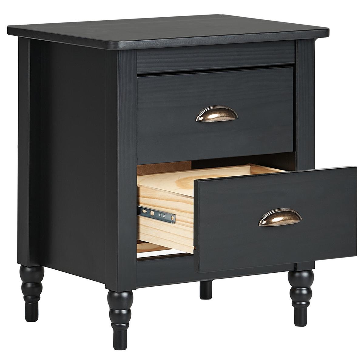 NACHTTISCH mit 2 Schubladen Kiefernholz Schwarz Shillington - Schwarz, Holz (35/46/52cm) - Beliani