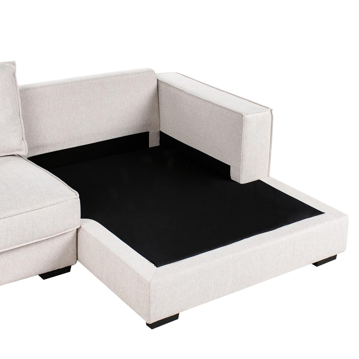 ECKSOFA Stoff Hellbeige linksseitig Renders - Beige, Textil (257/136cm) - Beliani
