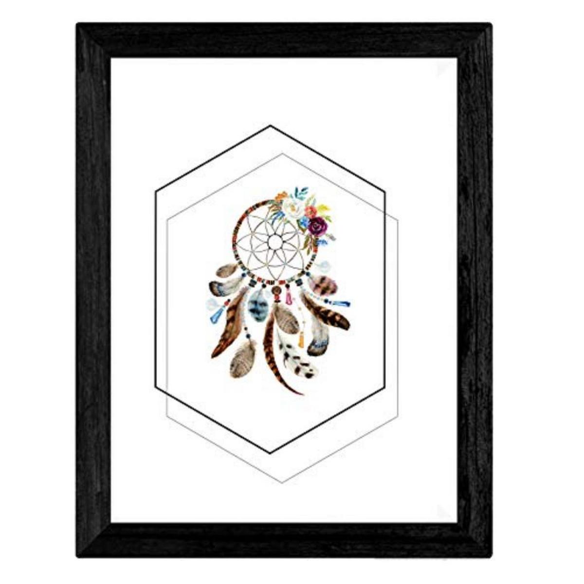 POSTER Set mit 4 Geometrische und bömische Formen A4 Schwarzer Rahmen - Schwarz, Papier (29.7/3cm) - Nacnic