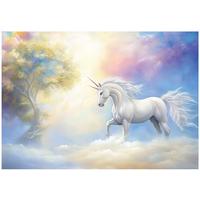 FOTOTAPETE Kinderzimmer Mädchen Einhorn Himmel Vlies Tapete 200x140 - Multicolor, Papier (200/140cm) - Wallarena
