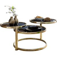 BEISTELLTISCH Glas Stahlgestell Schwenkbare Platten, Gold 58x58x43 cm - Goldfarben, Glas/Metall (58/58/43cm) - KADIMA DESIGN