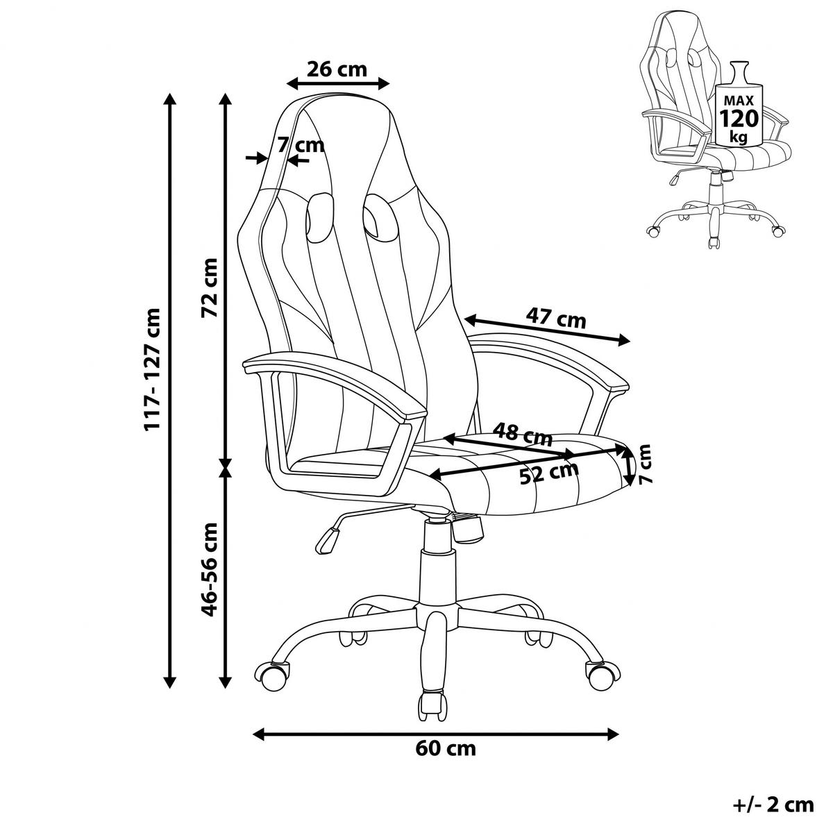 BÜROSTUHL Kunstleder Grün/Schwarz Success - Schwarz, Textil/Metall (60/117/60cm) - Beliani