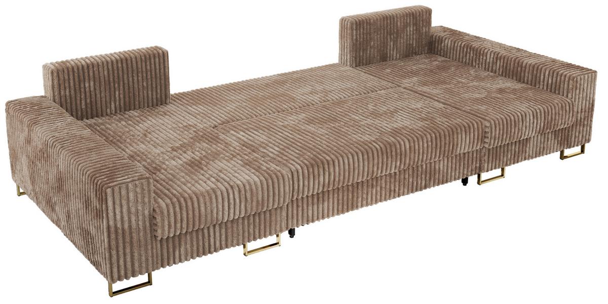 WOHNLANDSCHAFT DORIAN U Cord Braun - Goldfarben/Braun, Textil/Metall (312/85/138cm) - MKS