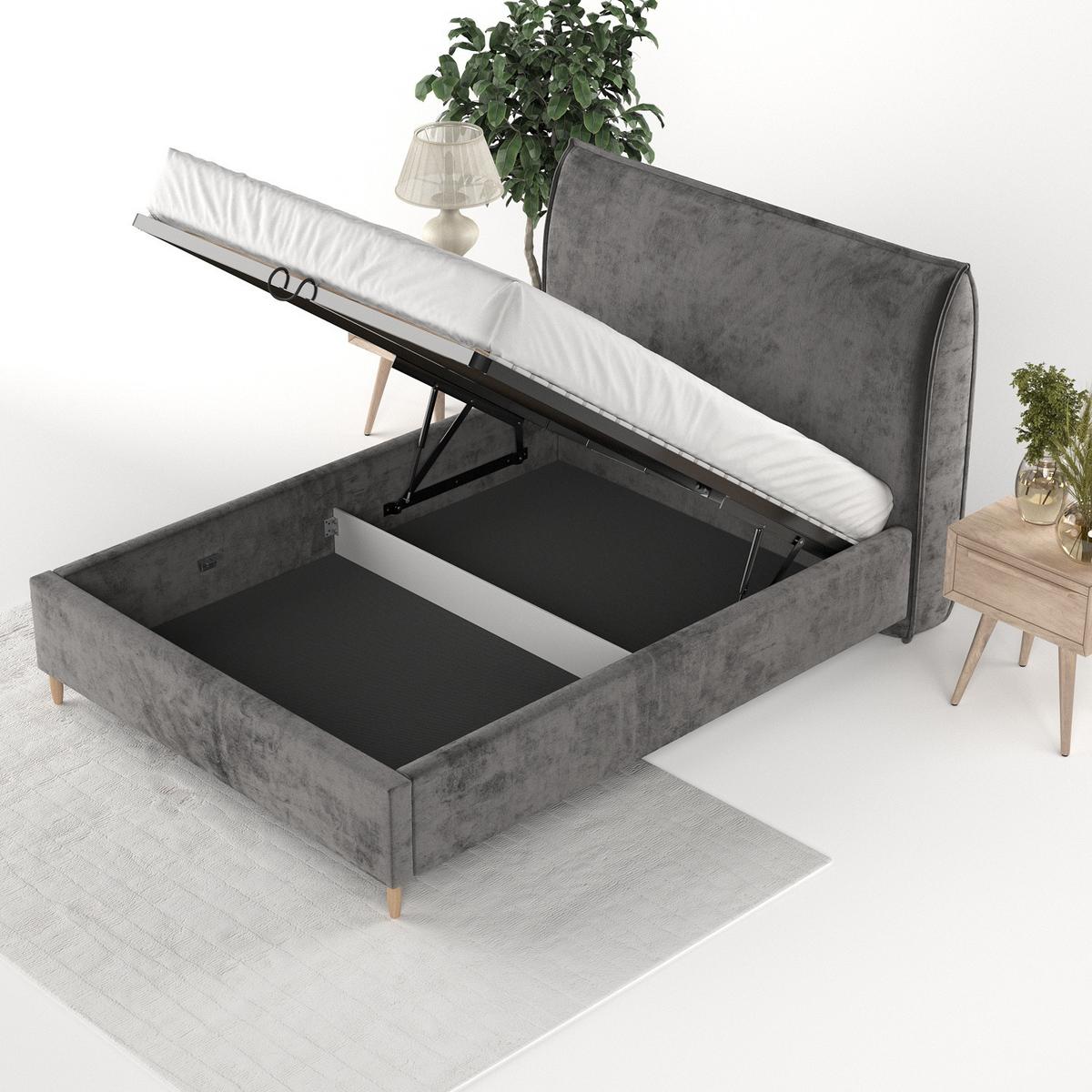 POLSTERBETT Mira 140/200 cm Anthrazit im Lotta Stoff - Anthrazit/Naturfarben, Holz/Holzwerkstoff (140/200cm) - AltaBeds