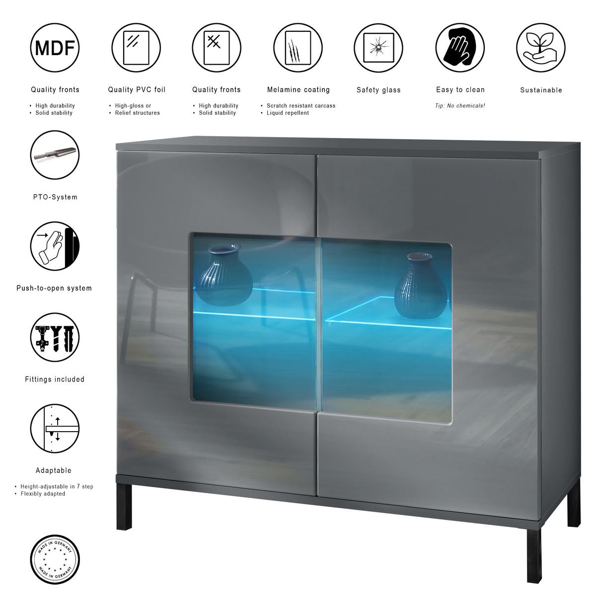 KOMMODE Grömitz Avola-Anthrazit - Anthrazit, Holzwerkstoff (92.5/83.5/35cm) - Vladon