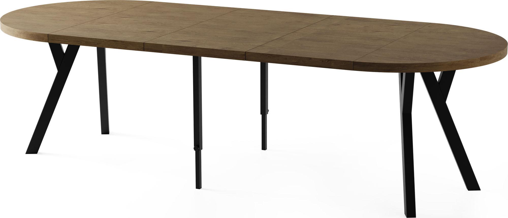 ESSTISCH Twixy XXL groß rund oval ausziehbar, Eiche Braun Rustikal 100-250/100/76 cm - Alteiche/Schwarz, Holz/Holzwerkstoff (100/250/76cm) - WFL GROUP