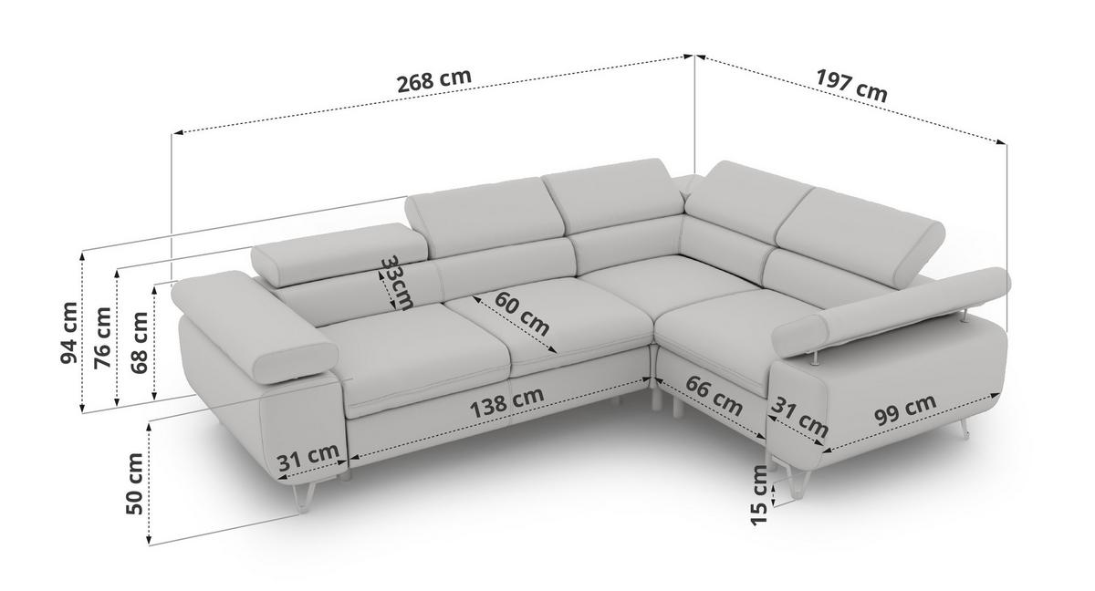 ECKSOFA ORSO L Anthrazit Velvet - Links Seite - Anthrazit/Schwarz, Textil/Metall (197/268cm) - MKS