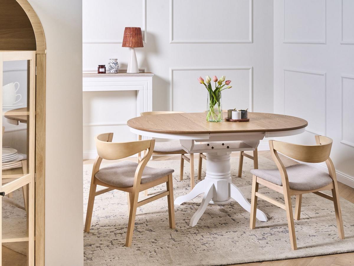 ESSTISCH ausziehbar Helle Esche 106-150/106 cm Holz Akron - Hellbraun, Holz (106/106/74cm) - Beliani