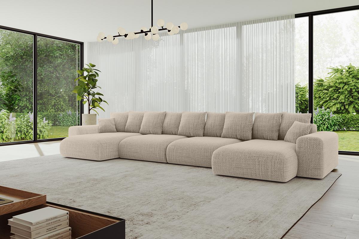 WOHNLANDSCHAFT mit Schlaffunktion ESKAR-U2-464x176x72cm Beige - Cappuccino, Holzwerkstoff/Kunststoff (176/72/464cm) - ALTDECOR