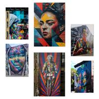 POSTER Set Mit 6 Graffiti Bunte Straßenkunst Frida Einstein Teresa Jackson A3 & A4 Rahmenlos - Klar, Papier (29/3cm) - Nacnic