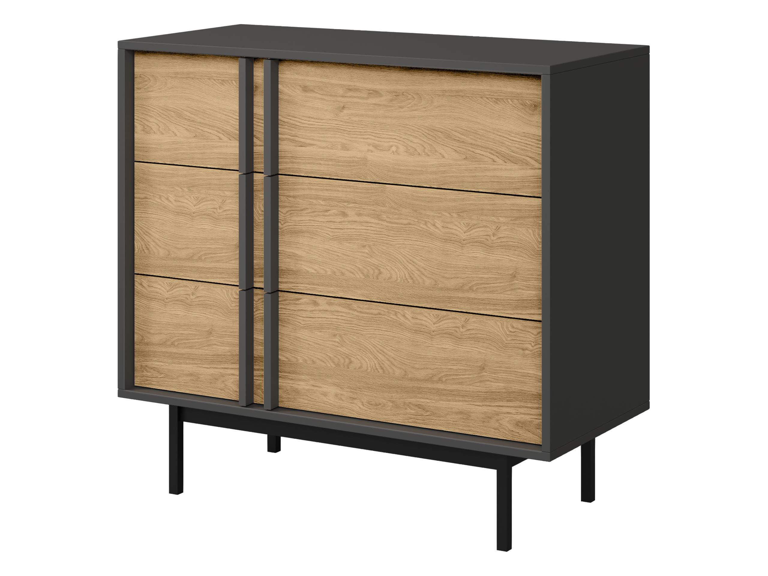 KOMMODE Alsy 3S AL08 - Eichefarben/Anthrazit, Holzwerkstoff/Kunststoff (93/87/43cm) - MIRJAN24