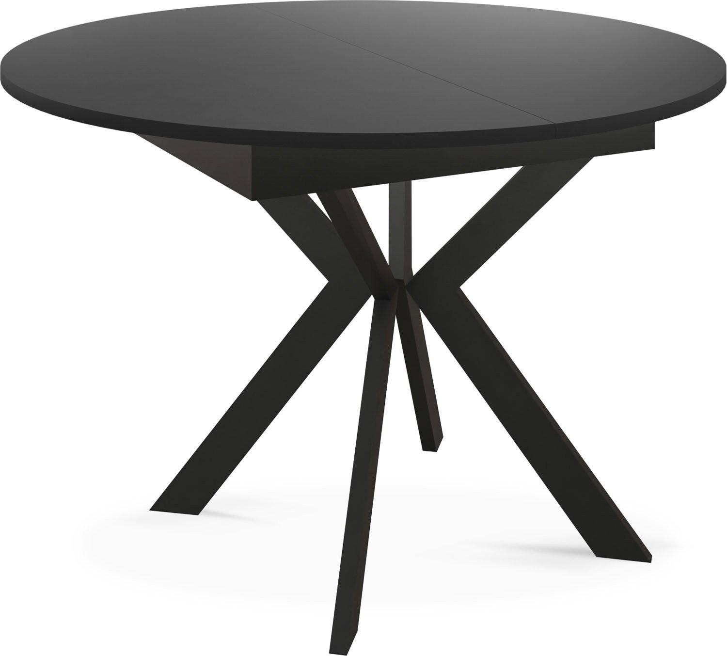 ESSTISCH Lily runder ausziehbarer, Schwarz 100-140/100/76 cm - Schwarz, Holzwerkstoff/Metall (100/140/76cm) - WFL GROUP