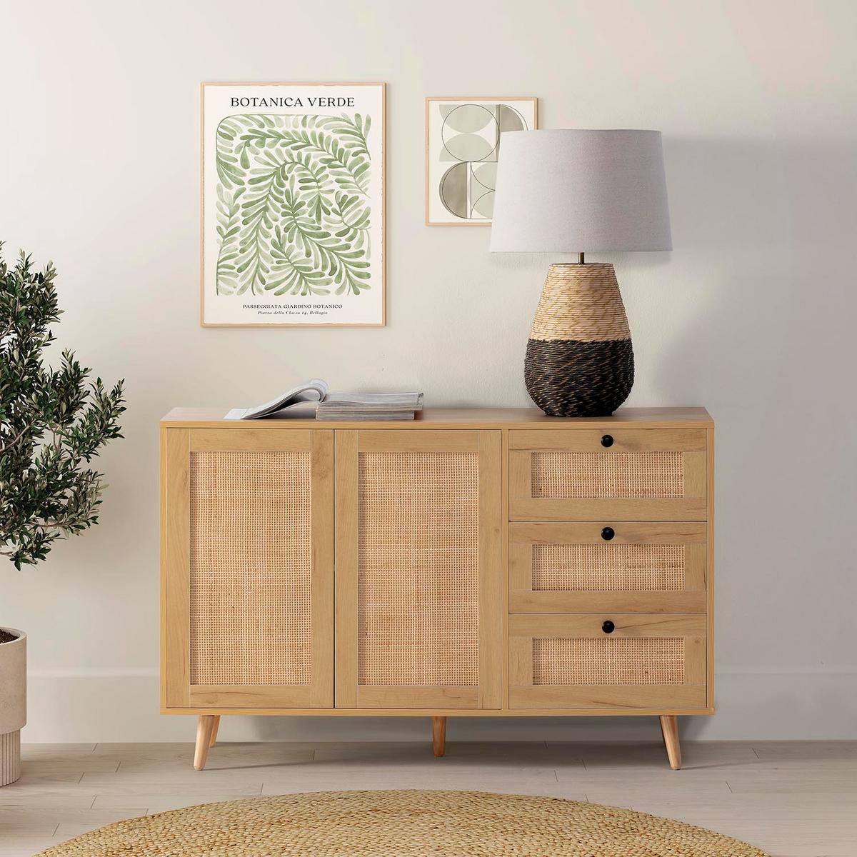 SIDEBOARD Bella 3 Schubladen 2 Eichentüren - Honigeiche, Holzwerkstoff (120/76/38cm)