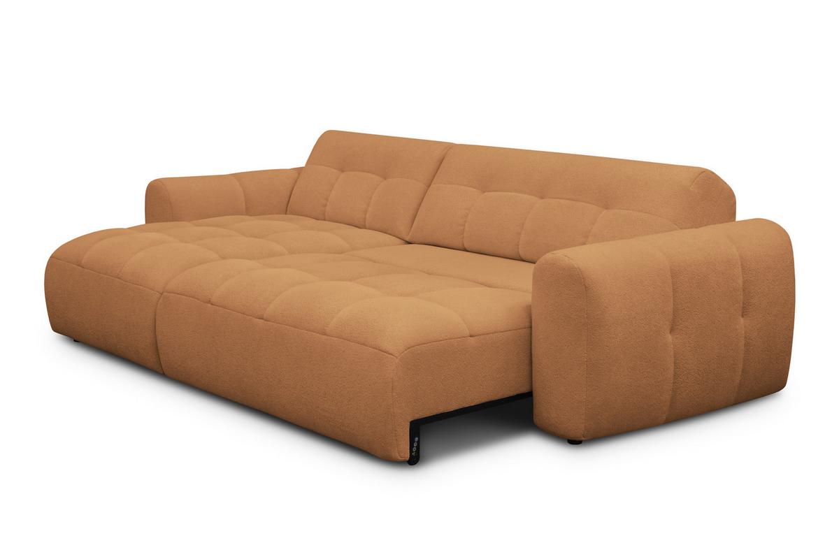 ECKSOFA LUMERO 4-Sitzer LINKS, orange - Schwarz/Orange, Holz/Textil (275/166cm) - Courtois Laville
