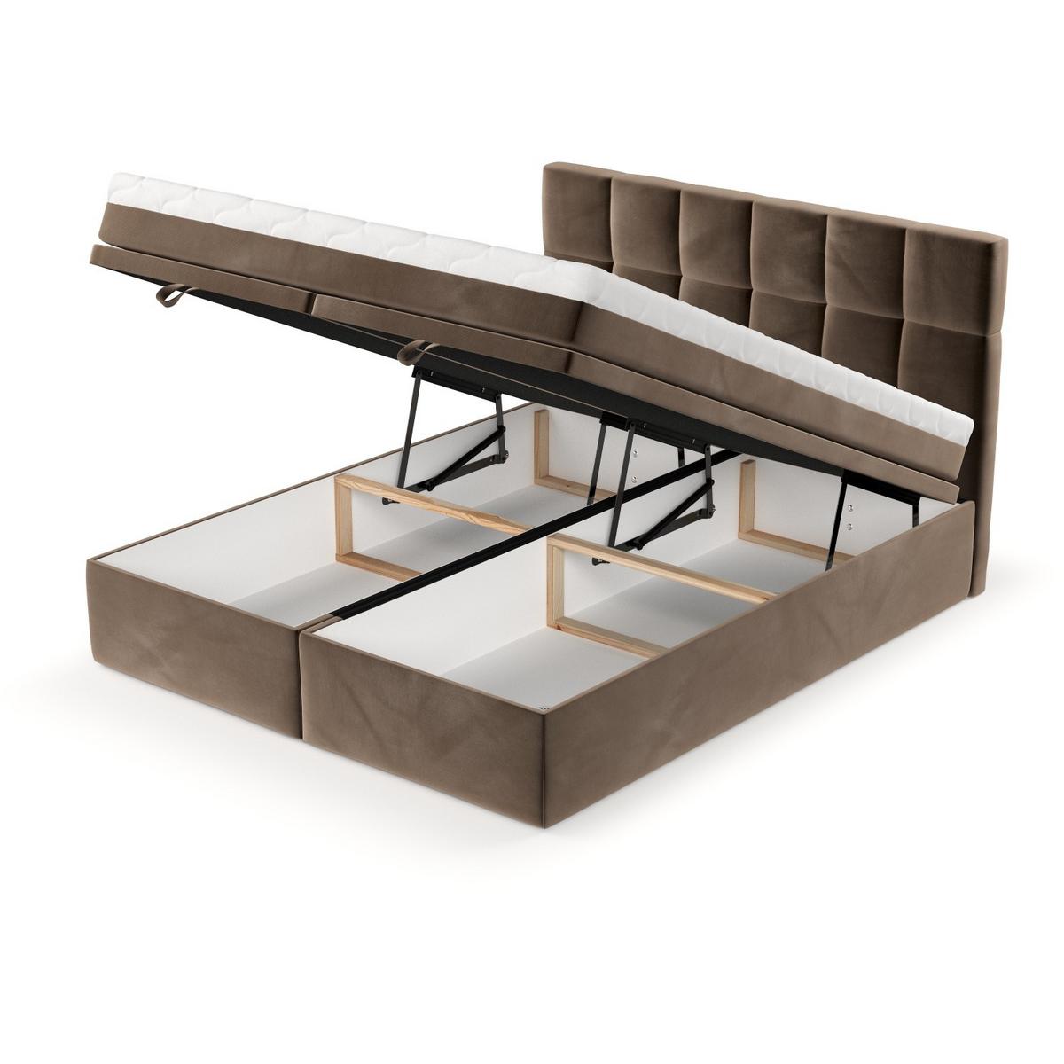 BOXBETT Elano 160/200 cm Braun im Paros Stoff - Schwarz/Braun, Holz/Holzwerkstoff (160/200cm) - AltaBeds