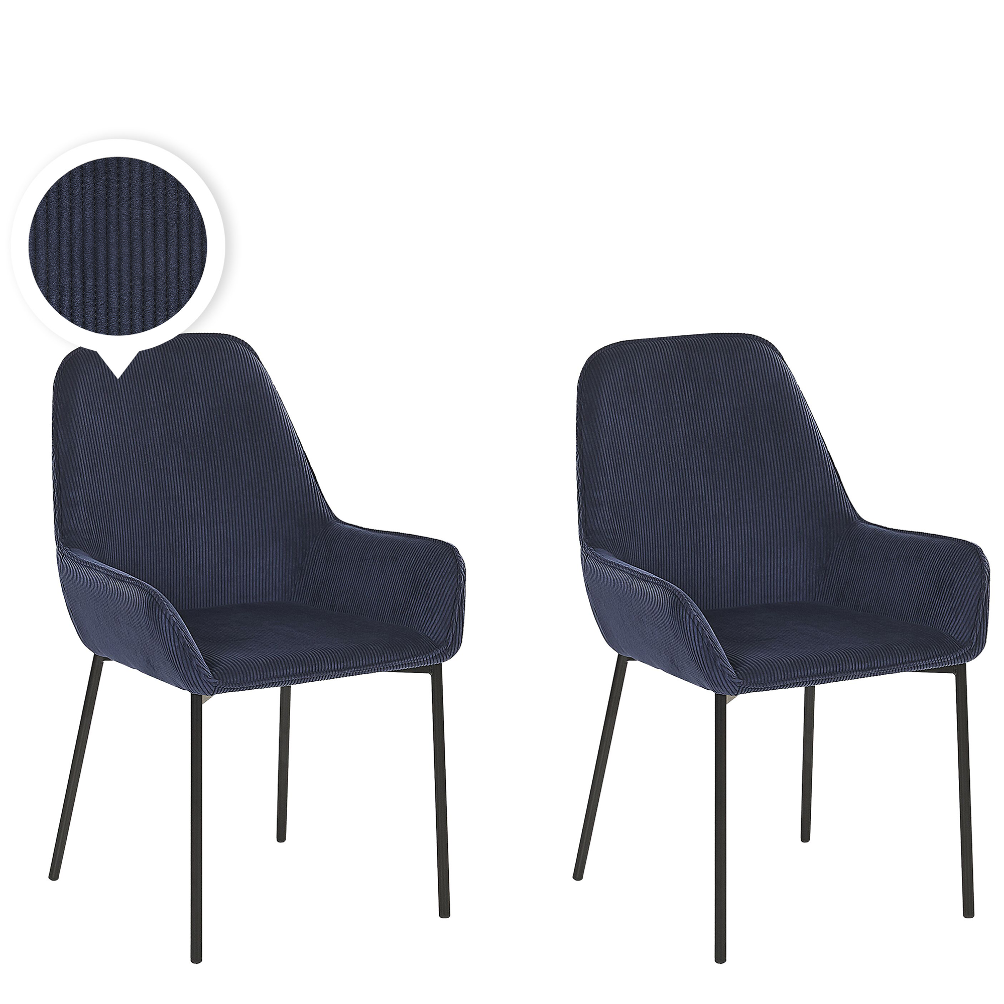 ESSZIMMERSTUHL 2er-Set Cord Blau Loverna - Blau, Textil/Metall (56/89/59cm) - Beliani