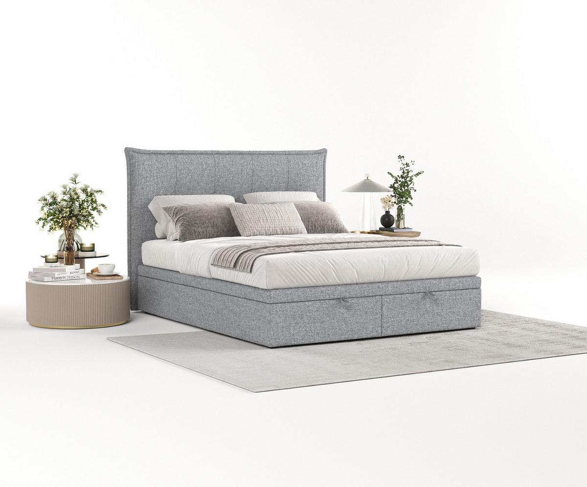POLSTERBETT Liano mit Stauraum 160/200 cm Grau im Alta Stoff - Schwarz/Grau, Holz/Holzwerkstoff (160/200cm) - AltaBeds