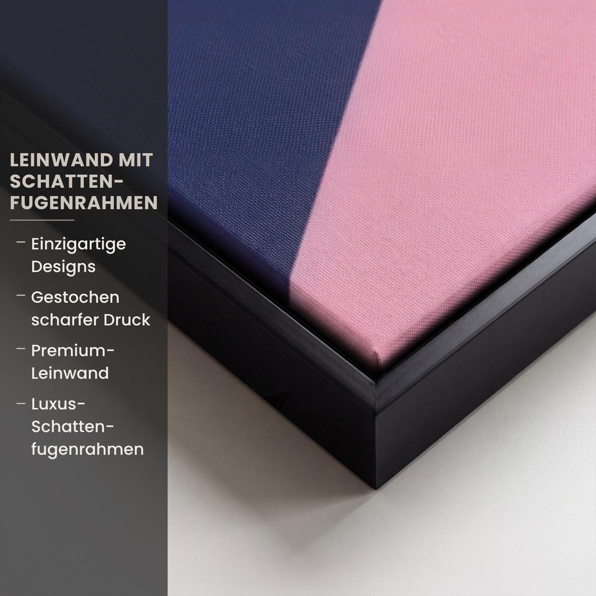 LEINWAND Bilder mit Rahmen - Katze - Treppe - Gebäude - Schattenkontraste - 90x90 - Dunkelblau, Textil (90/90cm) - MuchoWow