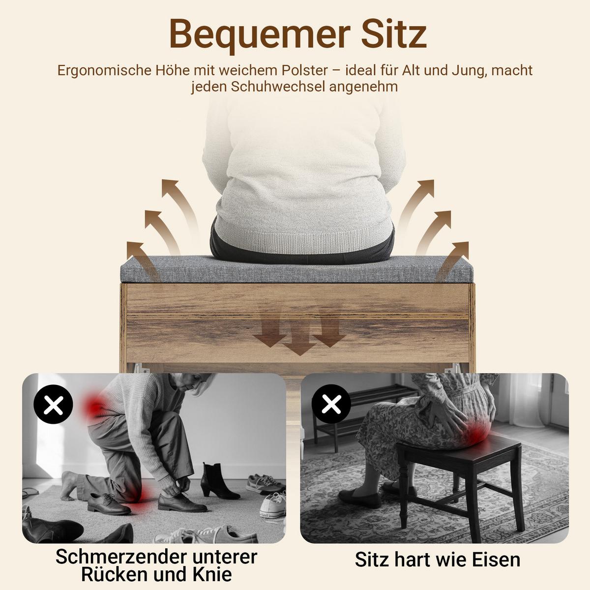 SCHUHBANK mit Sitzfläche schmal 75x24x53cm Braun - Braun, Holzwerkstoff (24/53/75cm) - SoBuy