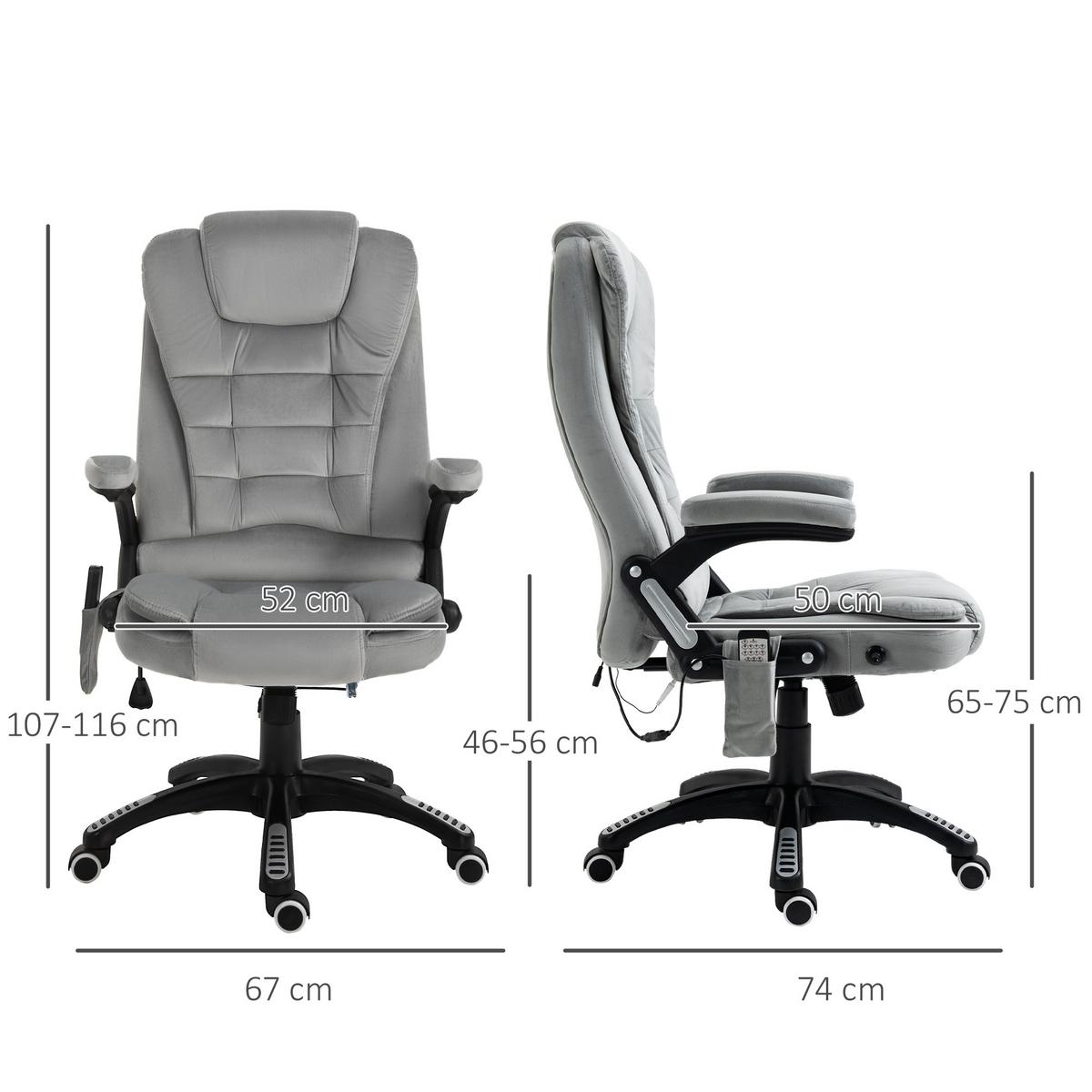 MASSAGE Sessel höhenverstellbarer Bürostuhl mit Massagefunktion Relaxsessel Grau - Schwarz/Grau, Kunststoff/Textil (74/116/67cm) - Vinsetto