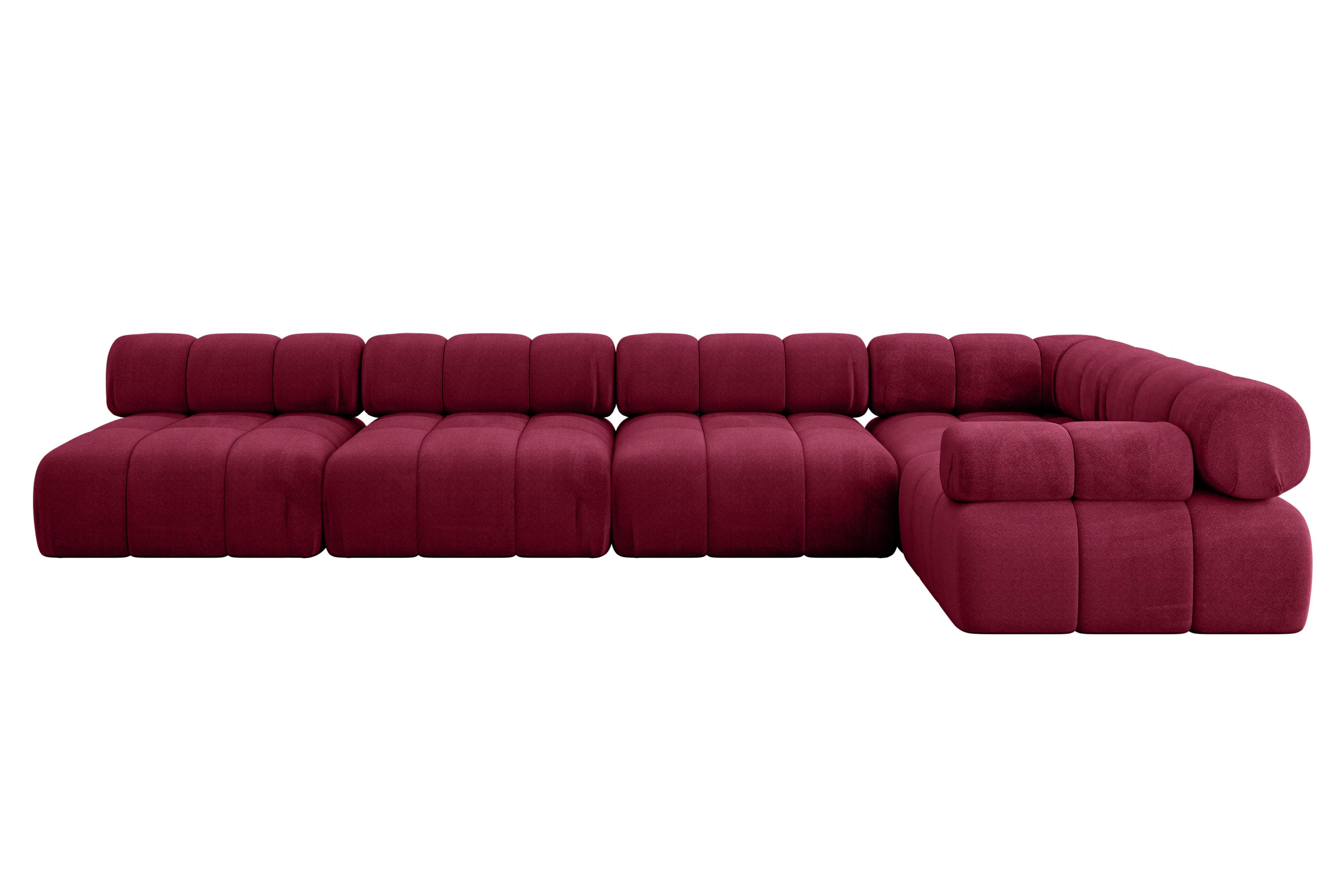 ECKSOFA modulares Sofa Mende-L3 - 380x190x70 cm Bordeauxrot Velours - Bordeaux, Holzwerkstoff/Textil (380/190cm) - ALTDECOR