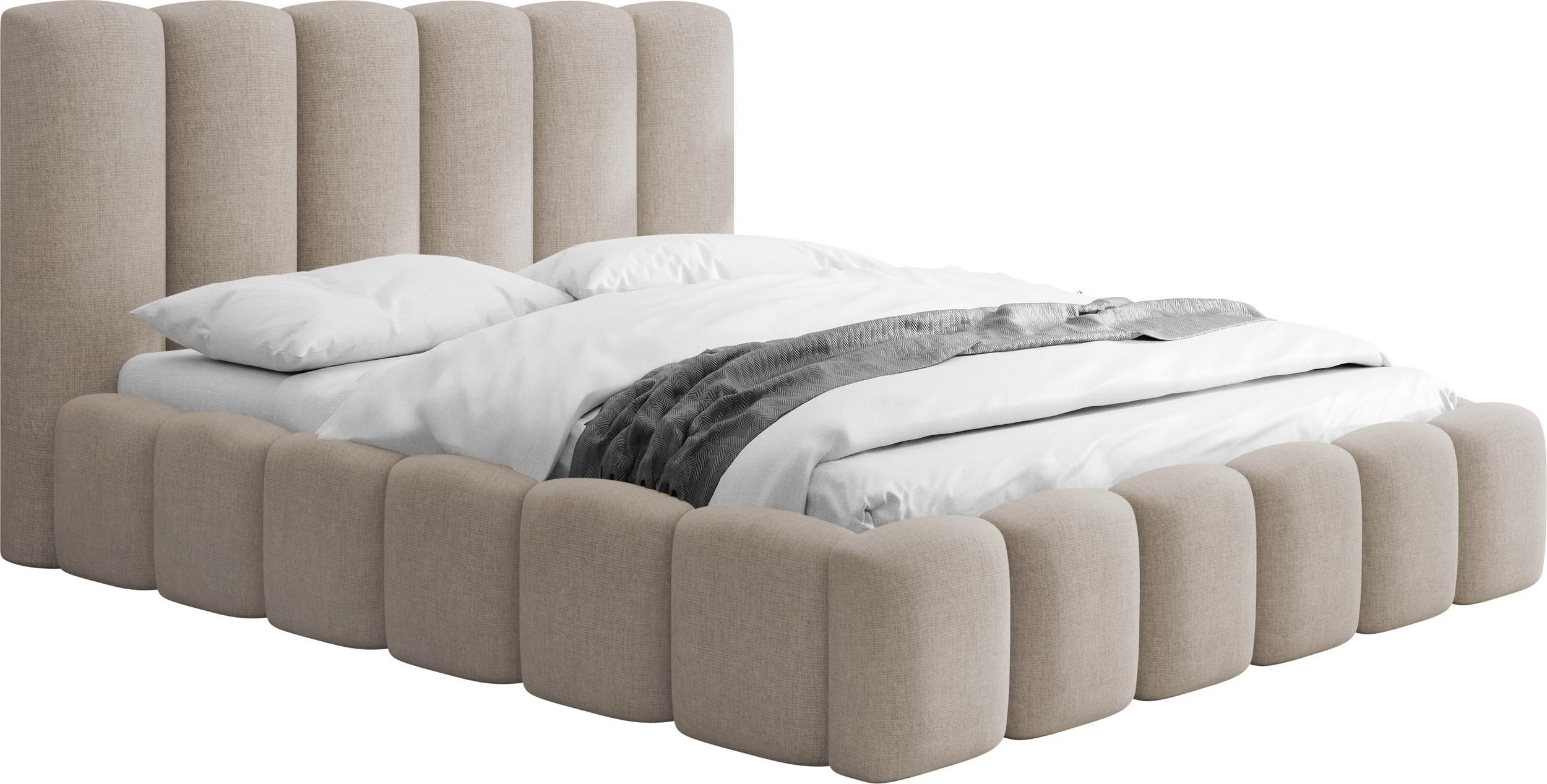 POLSTERBETT Serenity mit Bettkasten & Lattenrost in Beige Chenille 120 x 200 cm - Beige/Birkefarben, Holzwerkstoff/Kunststoff (120/200cm) - WFL GROUP