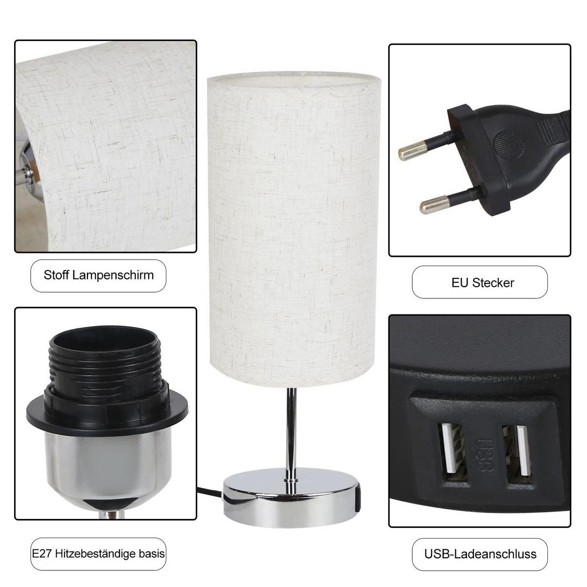 TISCHLAMPE Elowen 14/12/24 cm - Silberfarben, Metall (14/12/24cm) - ZMH