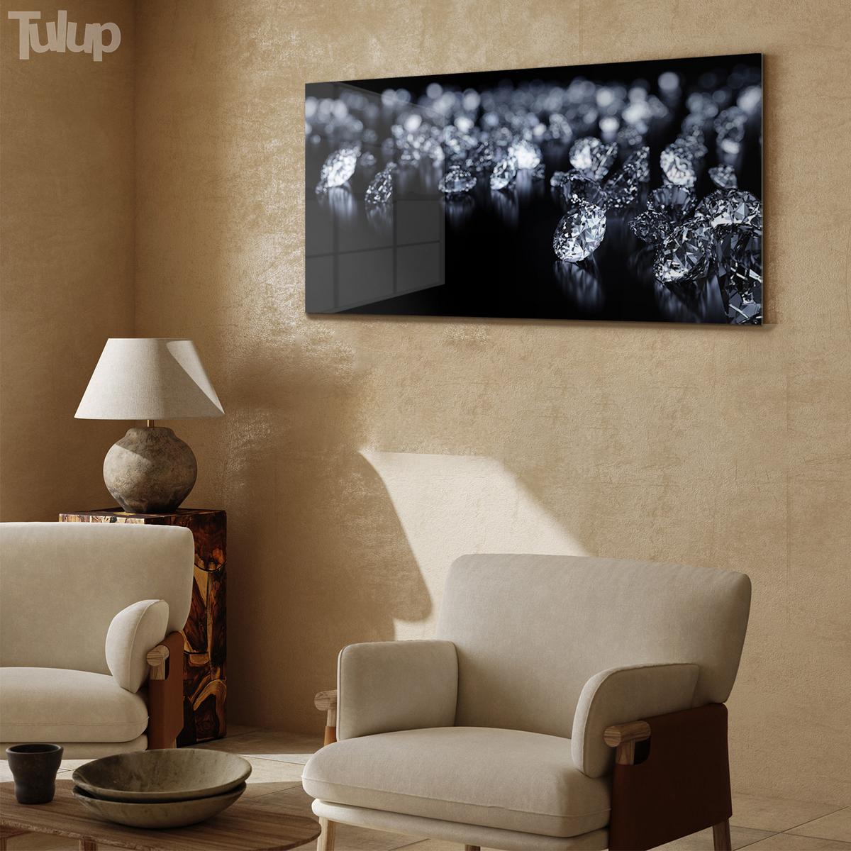 GLASBILD 140x70 cm Edelsteine - Schwarz, Glas (140/70cm) - TULUP