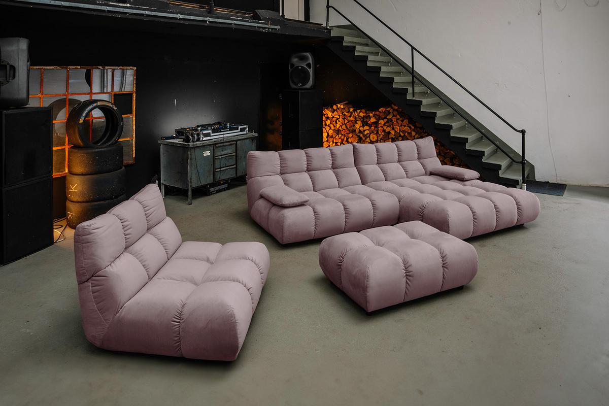 SITZGRUPPE VIVIEN 3ER SET Grau Velvet (1er-Set) - Grau, Kunststoff/Textil (510/85/359cm) - KAWOLA