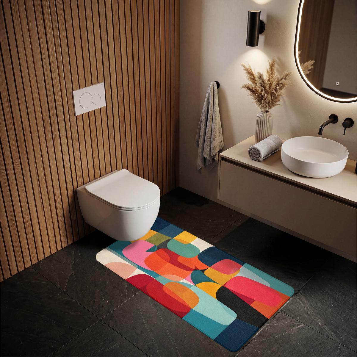 BADEMATTE Formen - Bunt - Abstrakt - Flugzeuge 60x120 cm - Multicolor, Textil (60/120cm) - OnlyWow