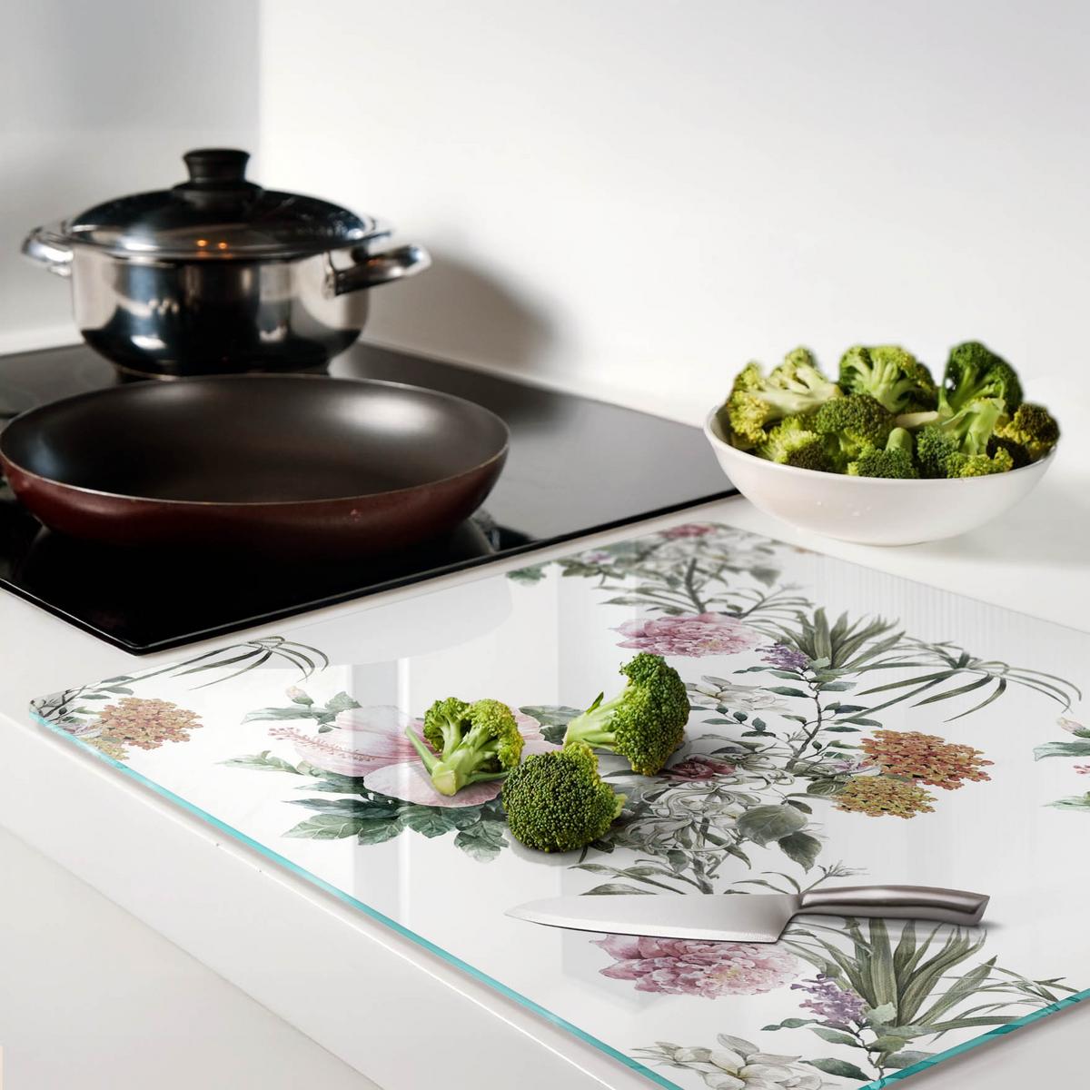 GLASPLATTE 60x52 cm Blumenmuster - Multicolor, Glas (60/0.4/52cm) - TULUP